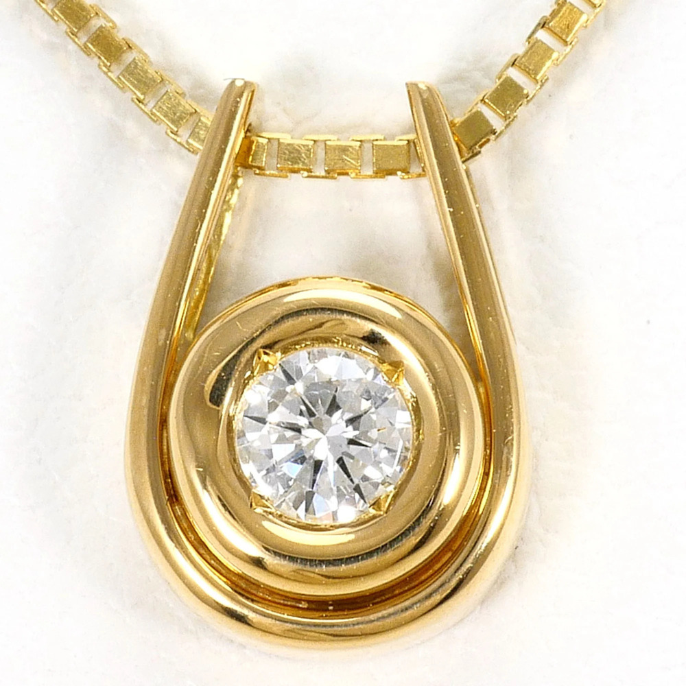 18K (18-karat) Yellow Gold Necklace with 0.11ct Diamond, Certificate of Authe...